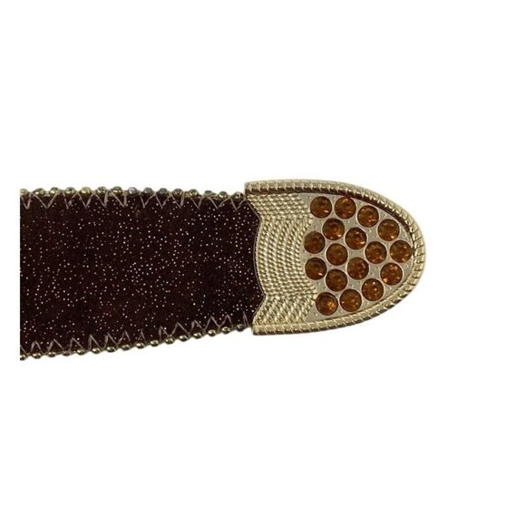 Kathy Van‎ Zeeland Womens Brown Glitter Studded Gorgeous Embellished Belt Size M - Picture 4 of 6